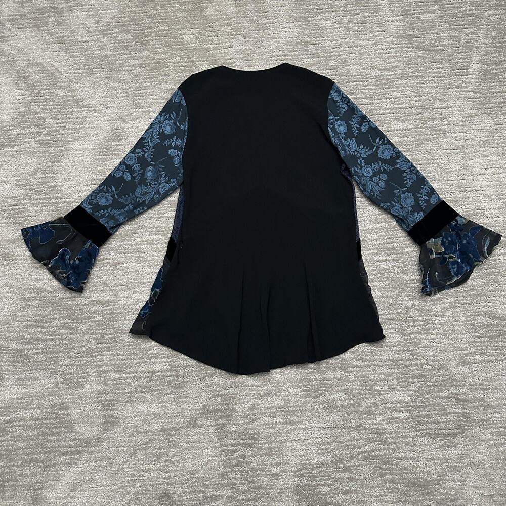 Spencer Alexis Dress Jacket Set Womens 6 Black Blue Velvet Floral Boho Formal - Picture 14 of 16